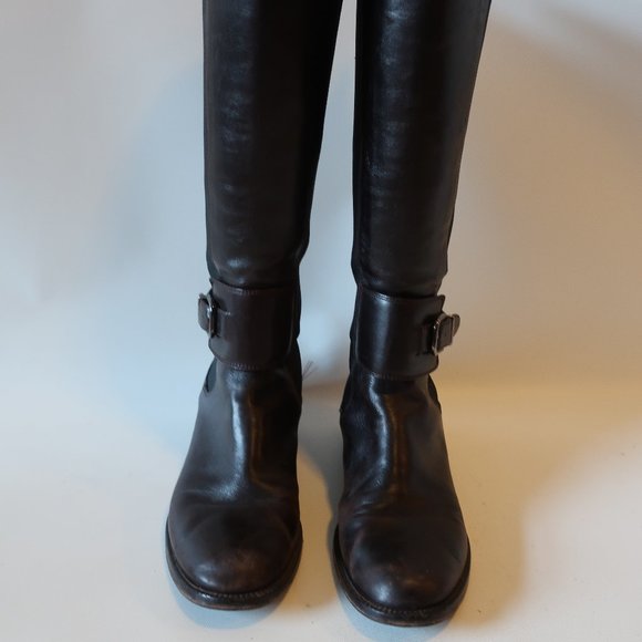 VIA SPIGA BROWN LEATHER TEXTILE TALL BOOTS 8 * - Picture 4 of 11